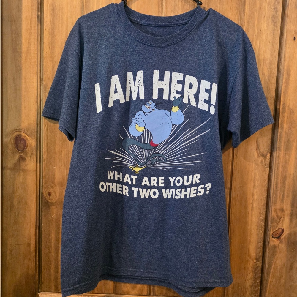 Disney Parks Aladdin Genie T-Shirt Mens M Blue Excellent Graphic Short Sleeve